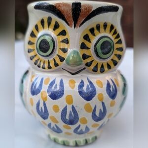 NWT OWL POTTERY HAND PAINTED MUG MADE IN MEXICO SIGNED NICE